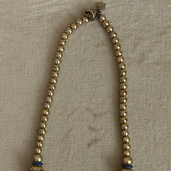 Banana Republic Gold and Blue Beaded Necklace - Picture 3 of 5